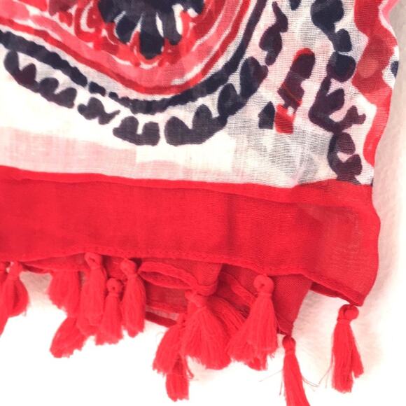 Infinite Scarf wrap swimsuit cover up white red EUC - Picture 3 of 4